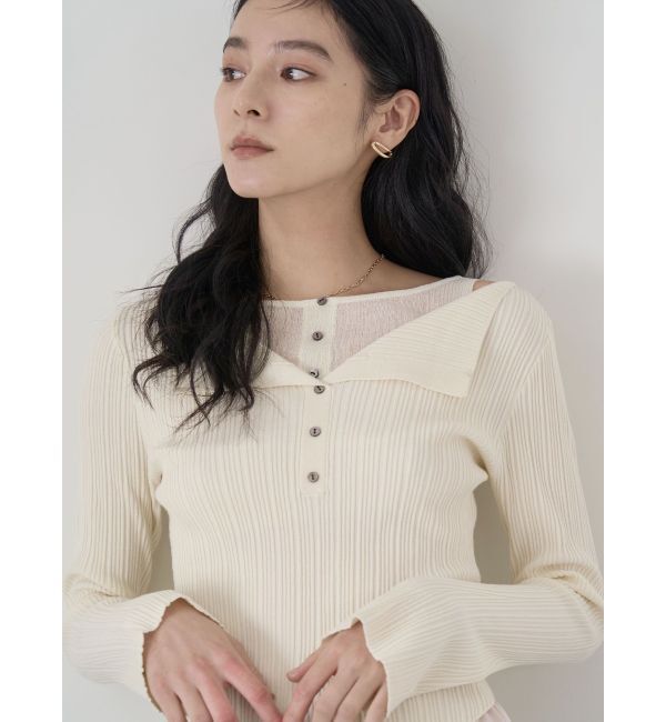 LAGUNAMOON「レイヤードライクリブニットプルオーバー」|ニット・セーター|