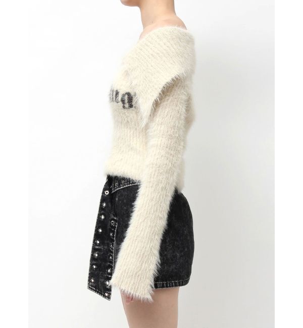 EVRIS「ラメロゴシャギーオフショルニットトップス」|ニット・セーター|