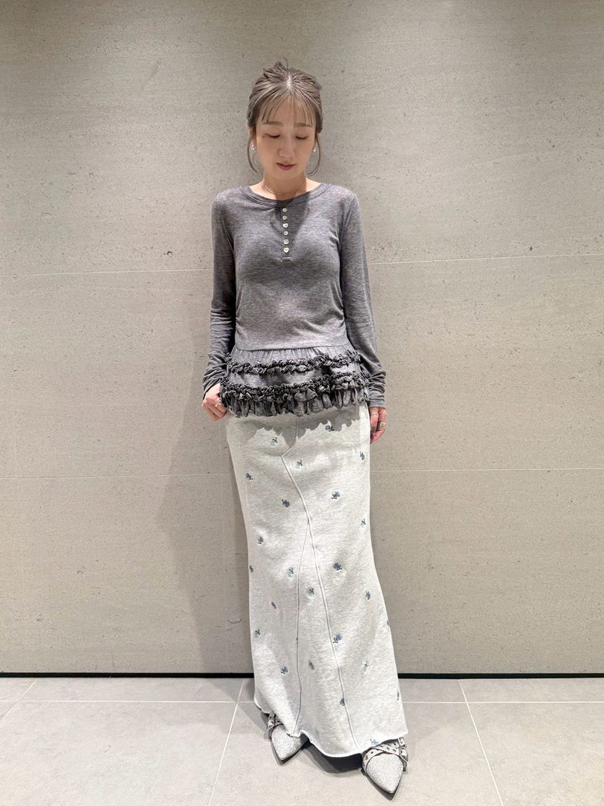 FURFUR「フラワー刺繍スウェットスカート」|スカート|