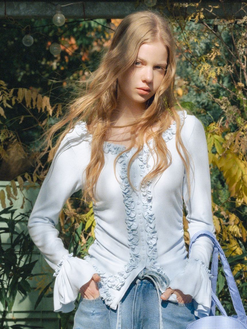 FURFUR「【WEB限定カラー】フリルカーディガン」|カーディガン|