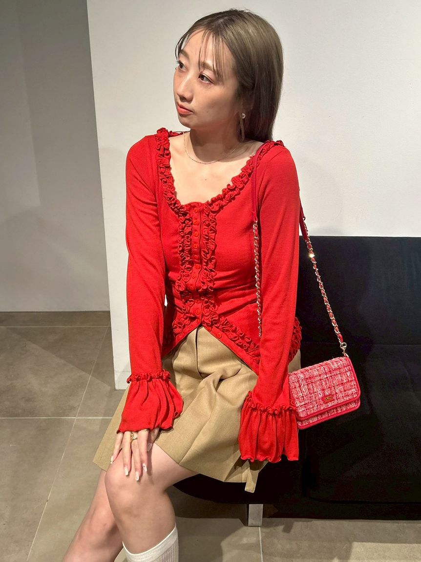 FURFUR「【WEB限定カラー】フリルカーディガン」|カーディガン|