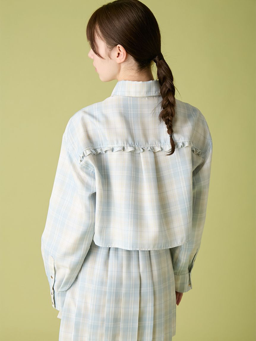 FURFUR「チェック柄クロップドフリルシャツ」|シャツ・ブラウス|