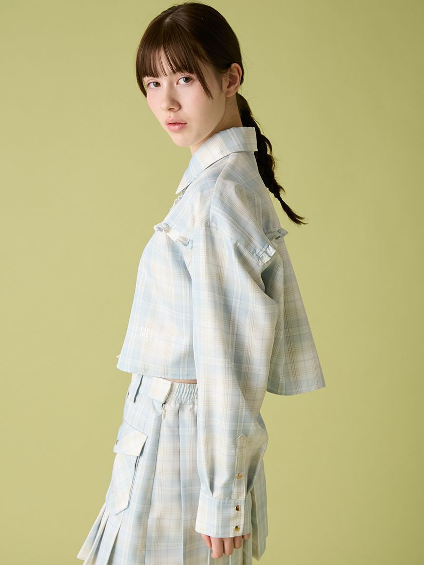 FURFUR「チェック柄クロップドフリルシャツ」|シャツ・ブラウス|