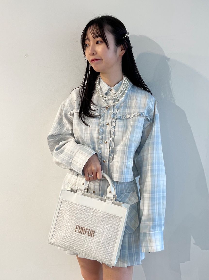 FURFUR「チェック柄クロップドフリルシャツ」|シャツ・ブラウス|