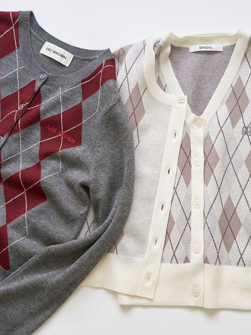 SNIDEL「アーガイルカーディガン」|カーディガン|