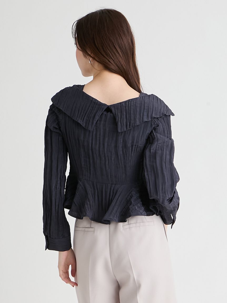 CELFORD「【洗える】ワイドカラーペプラムブラウス」|シャツ・ブラウス|