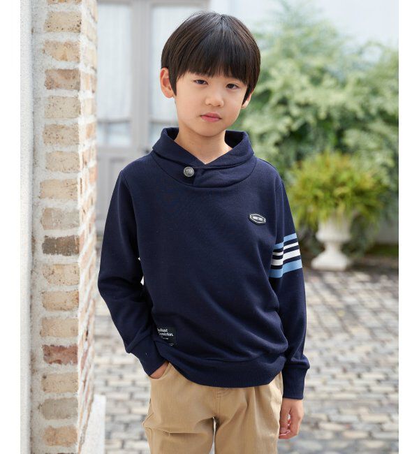 ikka kids「コンチョボタンショール襟トレーナー（120~160cm）」|Tシャツ・カットソー|