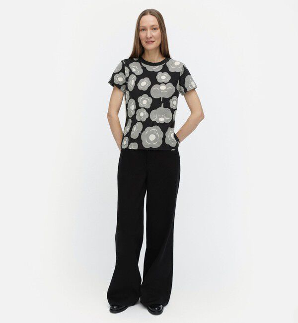 Marimekko「Heleys Tumma Tシャツ」|シャツ・ブラウス|ブラック&times;グレー