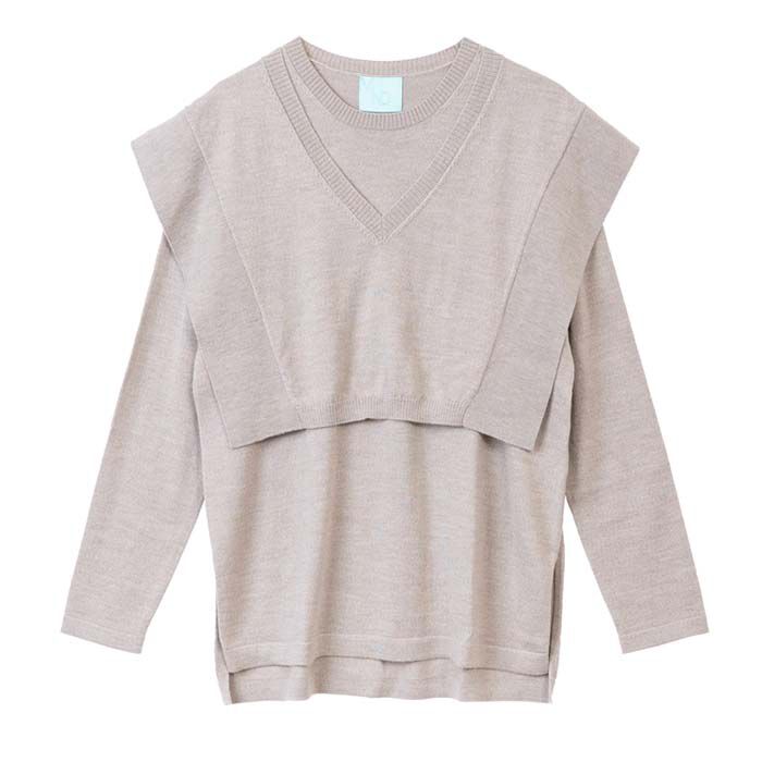 BACKYARD FAMILY「MIND マインド レイヤードニット 長袖 通販 レイヤード風 ニット プルオーバーニット」|ニット・セーター|