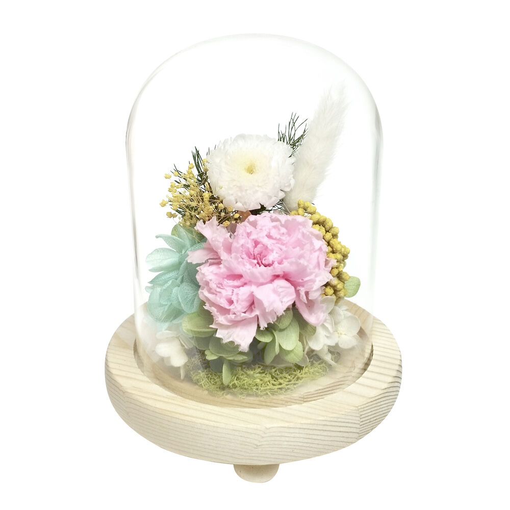 BACKYARD FAMILY「ガラスドーム インテリア アレンジメント L 通販 フラワーアレンジメント プリザーブドフラワー」|その他|ホワイト1
