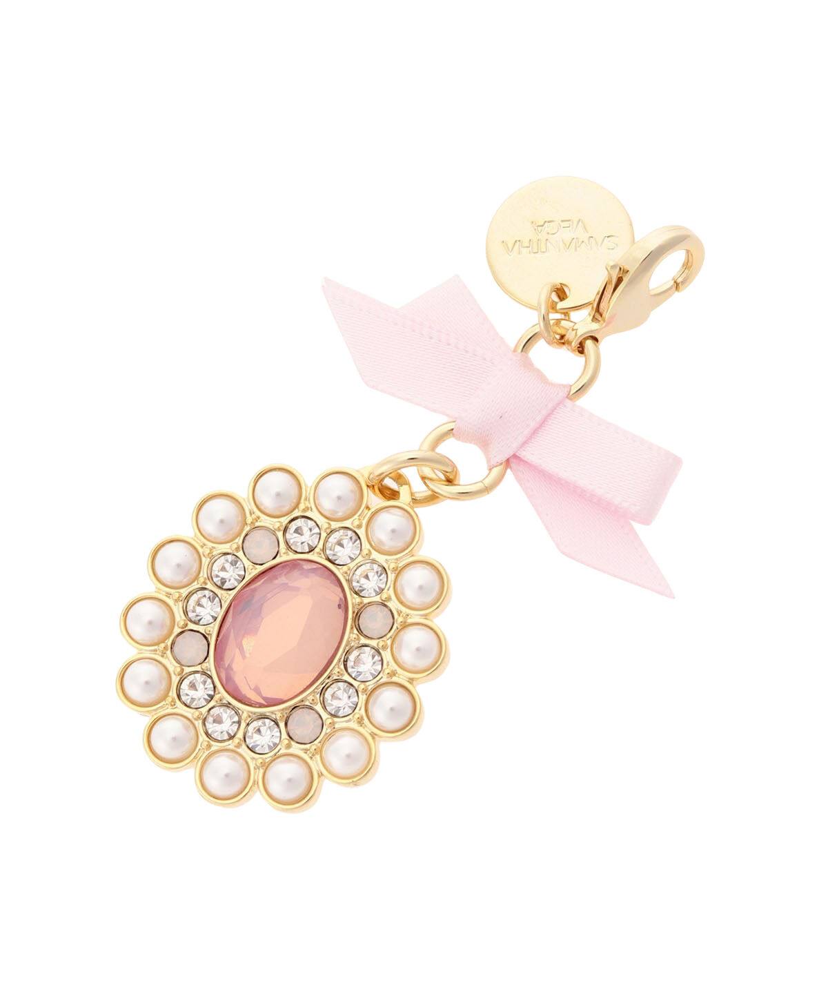 Samantha Vega「リボンカラービジューファスナーチャーム」|チャーム・キーホルダー|ピンク
