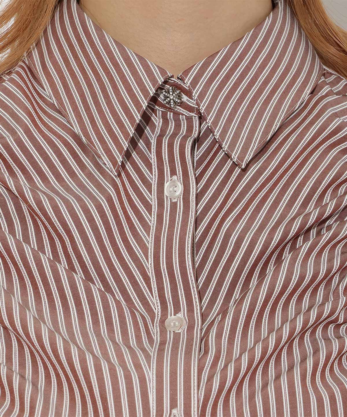 アンドクチュール「ストライプシャーリングブラウス」|シャツ・ブラウス|