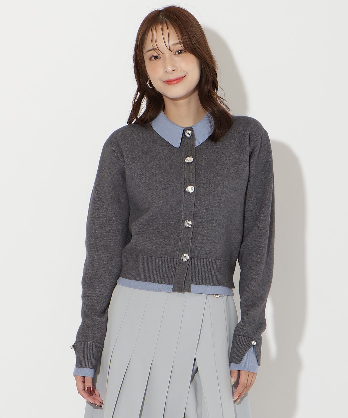 アンドクチュール「レイヤードライクニットカーデ」|カーディガン|