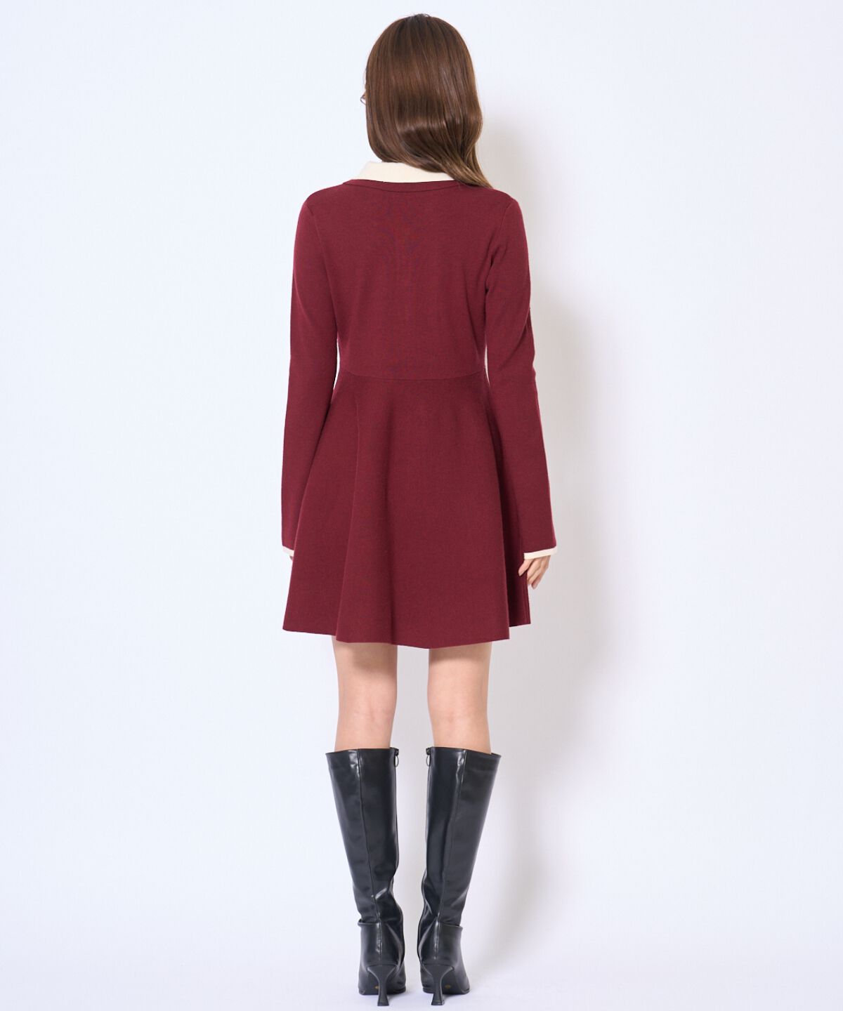 アンドクチュール「バイカラーポロニットフレアミニワンピース」|ワンピース|