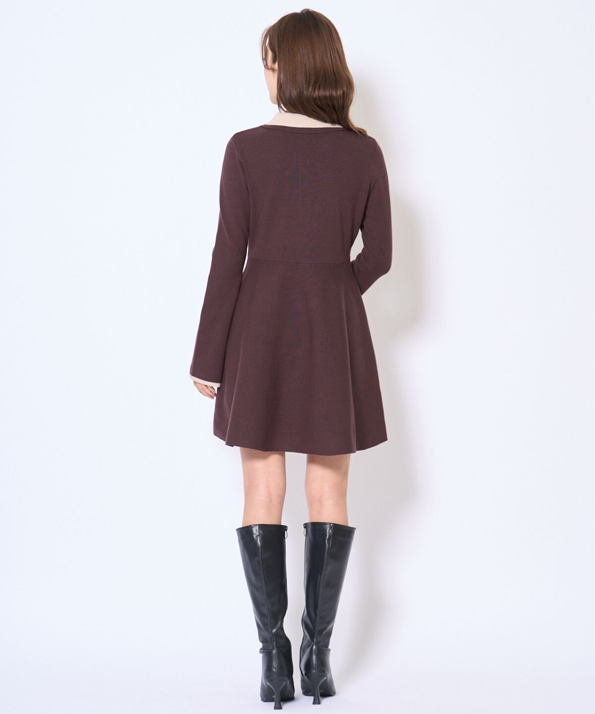 アンドクチュール「バイカラーポロニットフレアミニワンピース」|ワンピース|