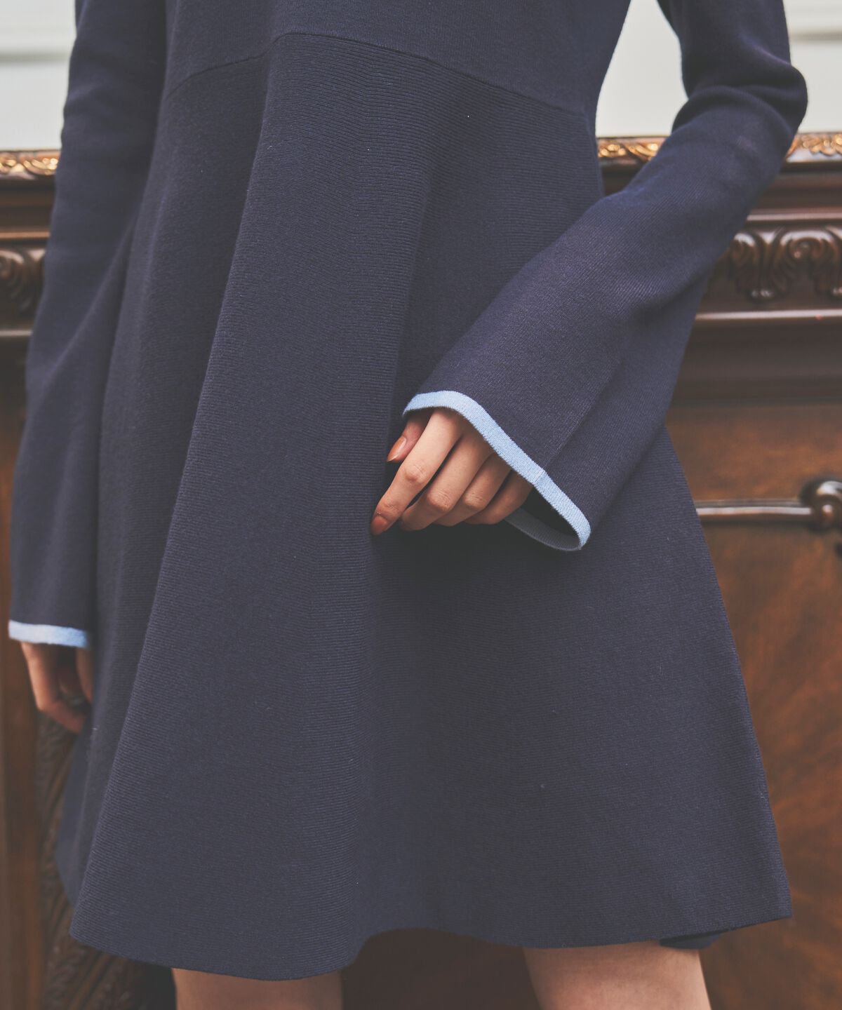 アンドクチュール「バイカラーポロニットフレアミニワンピース」|ワンピース|