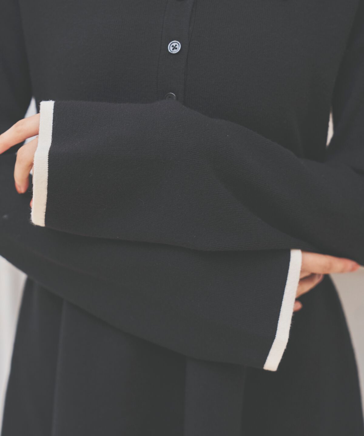 アンドクチュール「バイカラーポロニットフレアミニワンピース」|ワンピース|