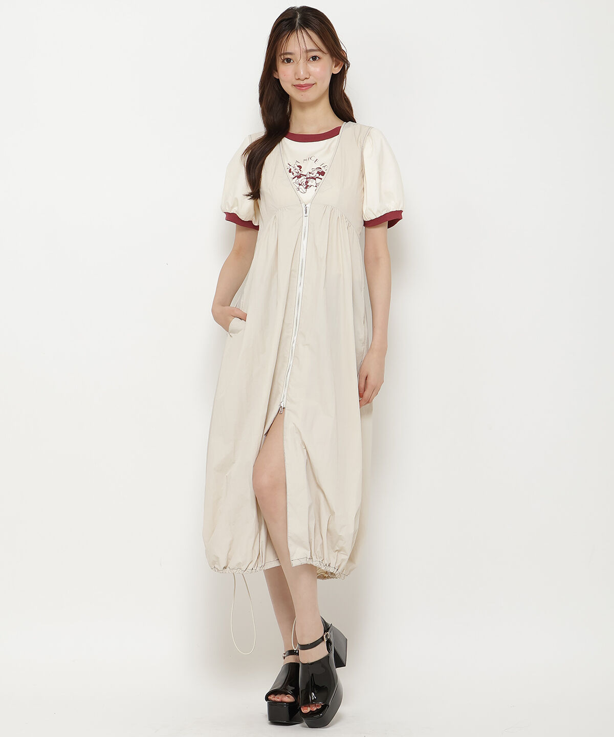 REDYAZEL「フロントジップジャンスカ」|ジャンパースカート|オフ