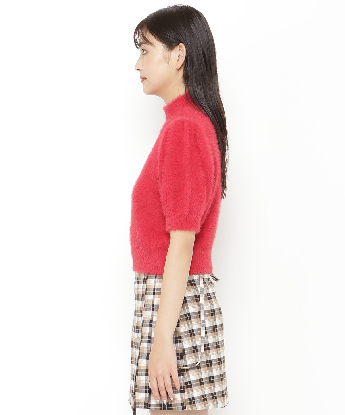 REDYAZEL「フェザーライク半袖ニットプルオーバー」|ニット・セーター|