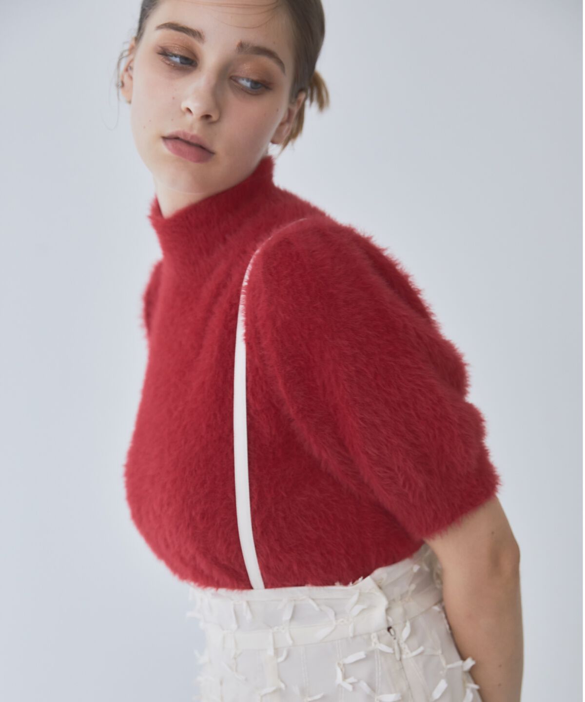 REDYAZEL「フェザーライク半袖ニットプルオーバー」|ニット・セーター|