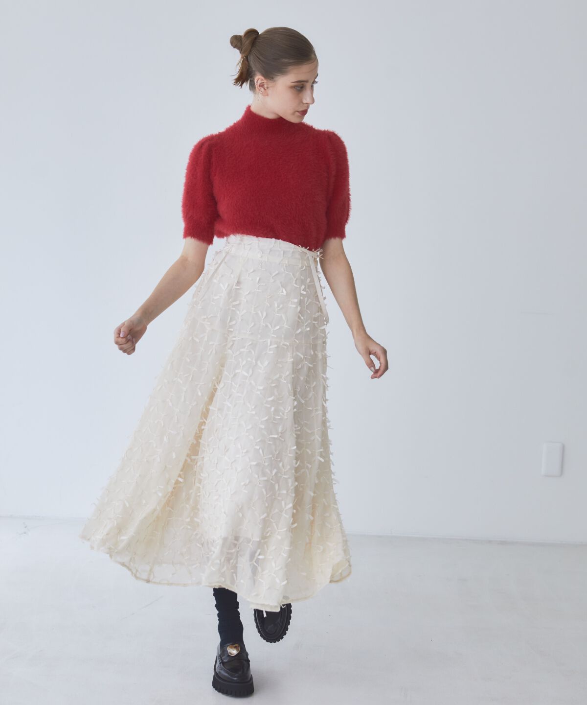 REDYAZEL「フェザーライク半袖ニットプルオーバー」|ニット・セーター|