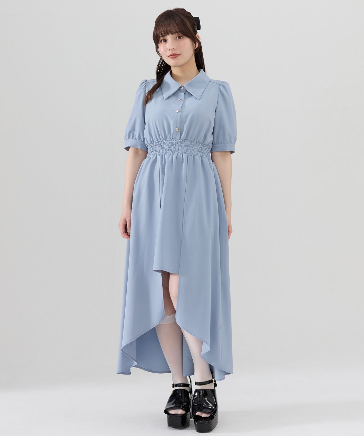 REDYAZEL「ウエストシャーリングシャツワンピース」|ワンピース|