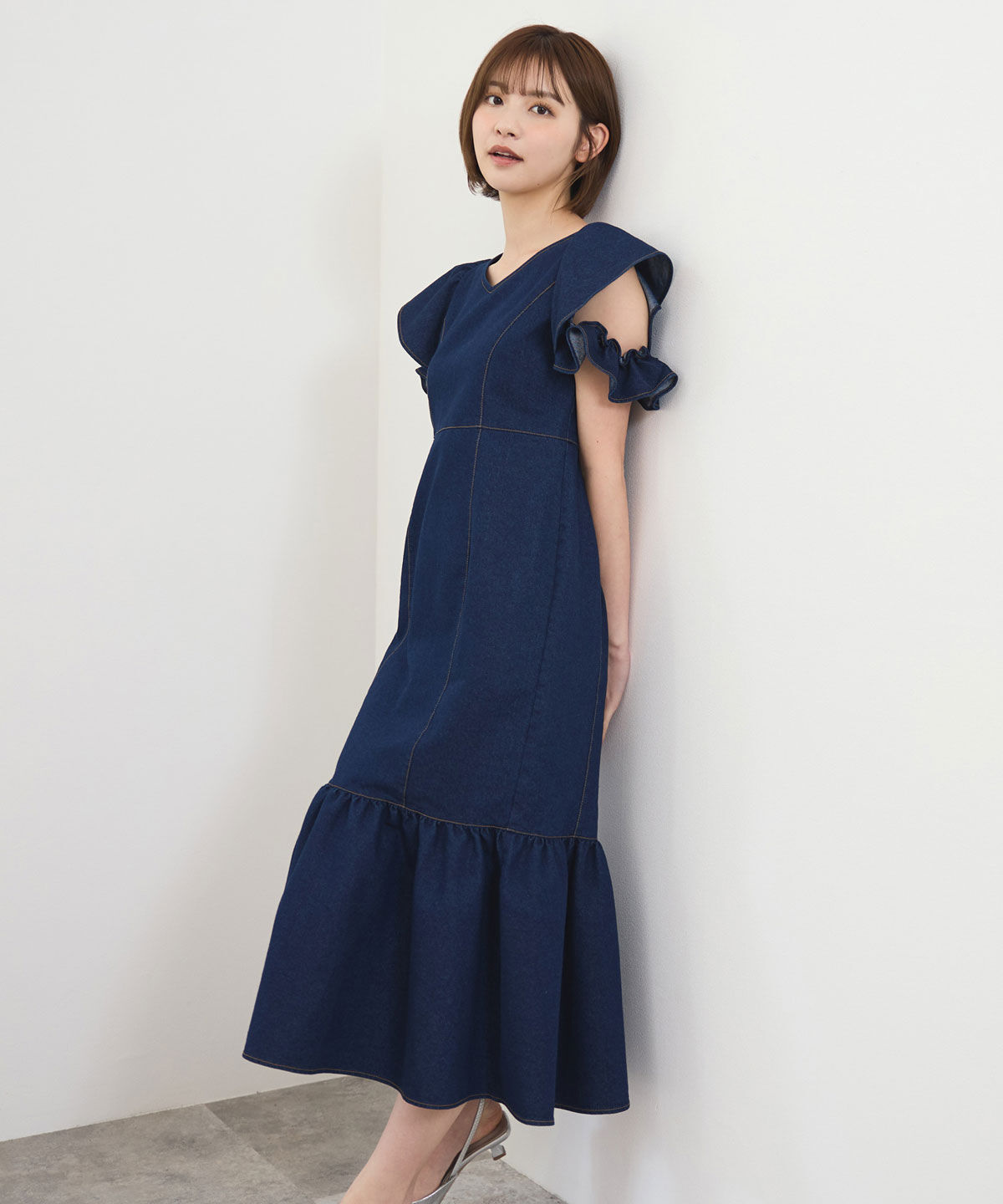 REDYAZEL「フリルスリーブデニムワンピース」|ワンピース|