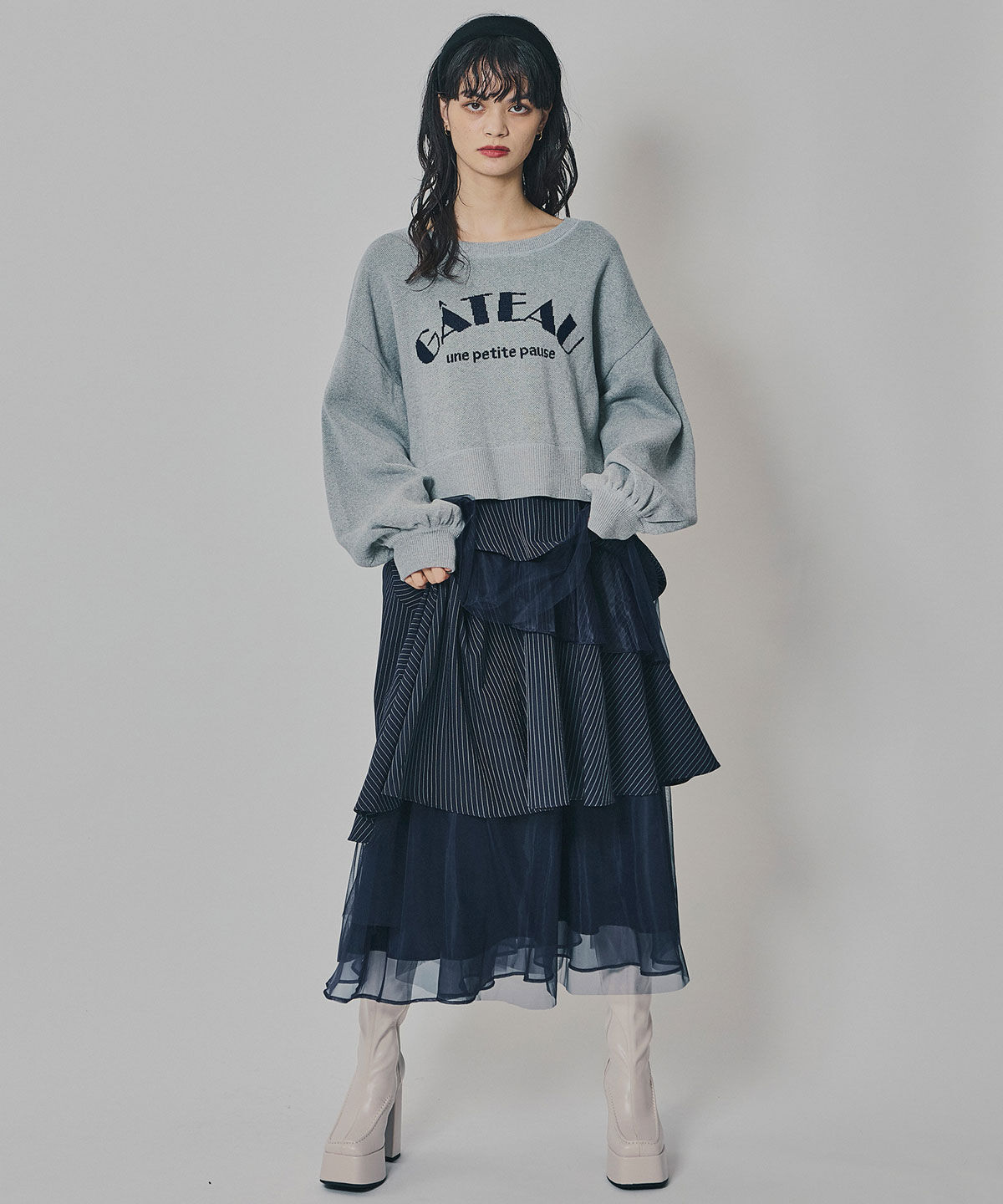 REDYAZEL「シアーMIXティアードスカート」|フレア|