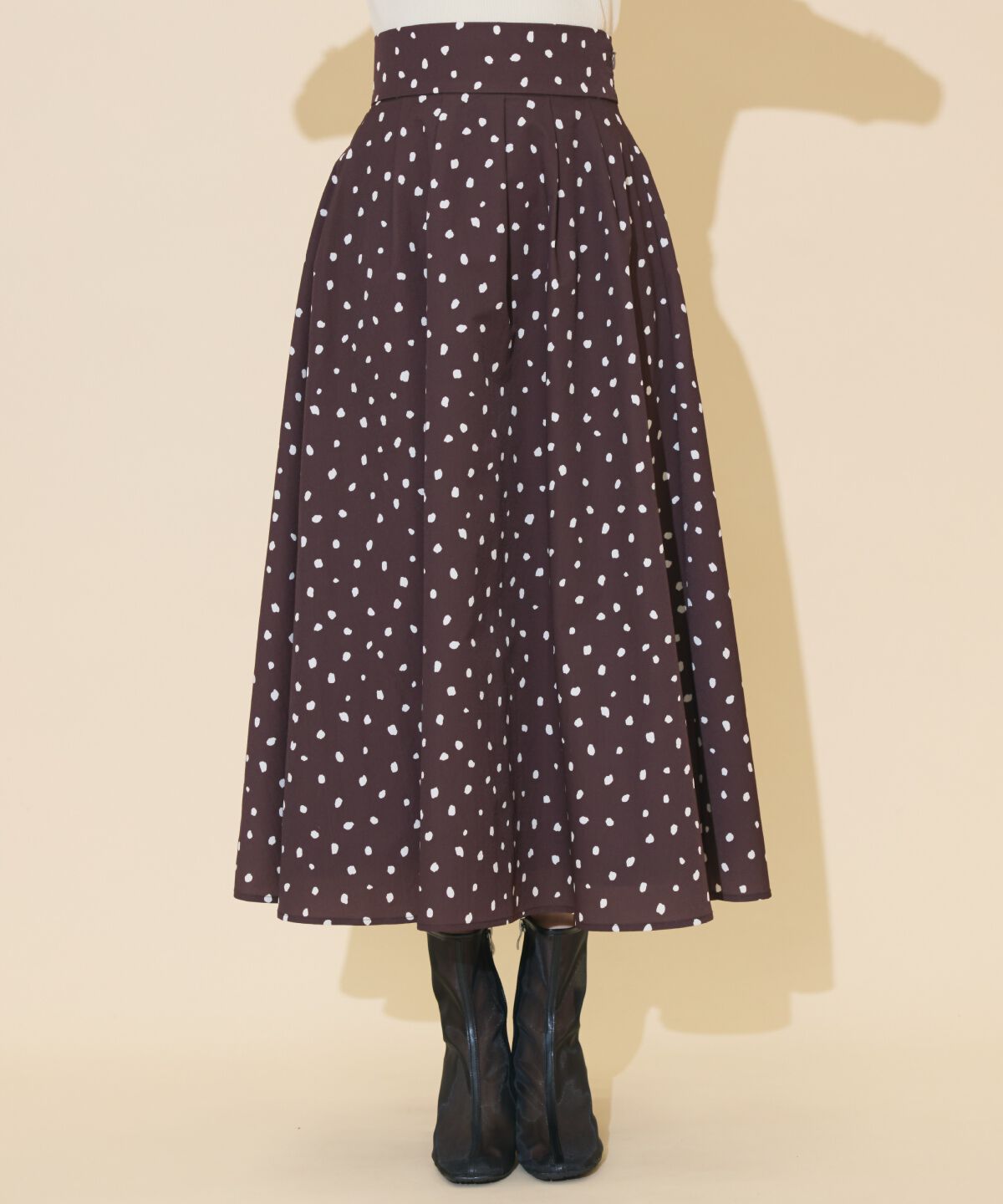 WILLSELECTION「ダルメシアンプリントボリュームタックスカート」|フレア|
