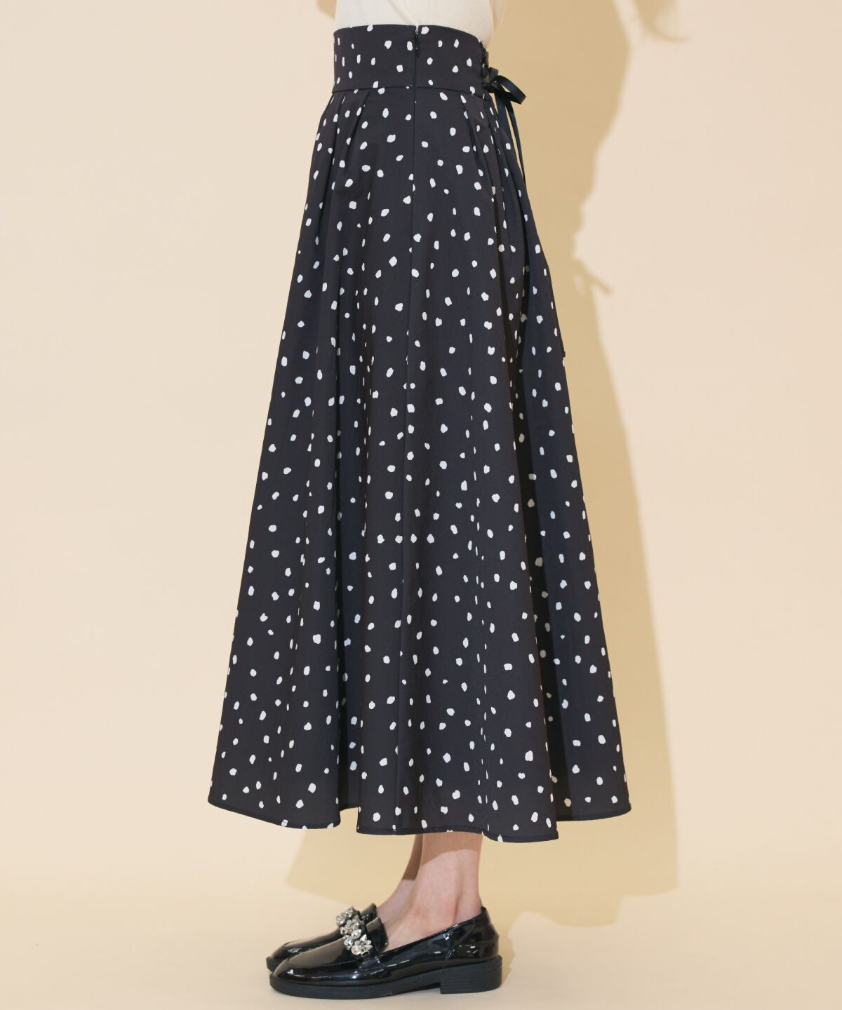 WILLSELECTION「ダルメシアンプリントボリュームタックスカート」|フレア|