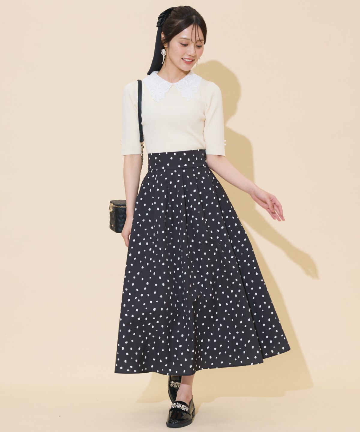WILLSELECTION「ダルメシアンプリントボリュームタックスカート」|フレア|