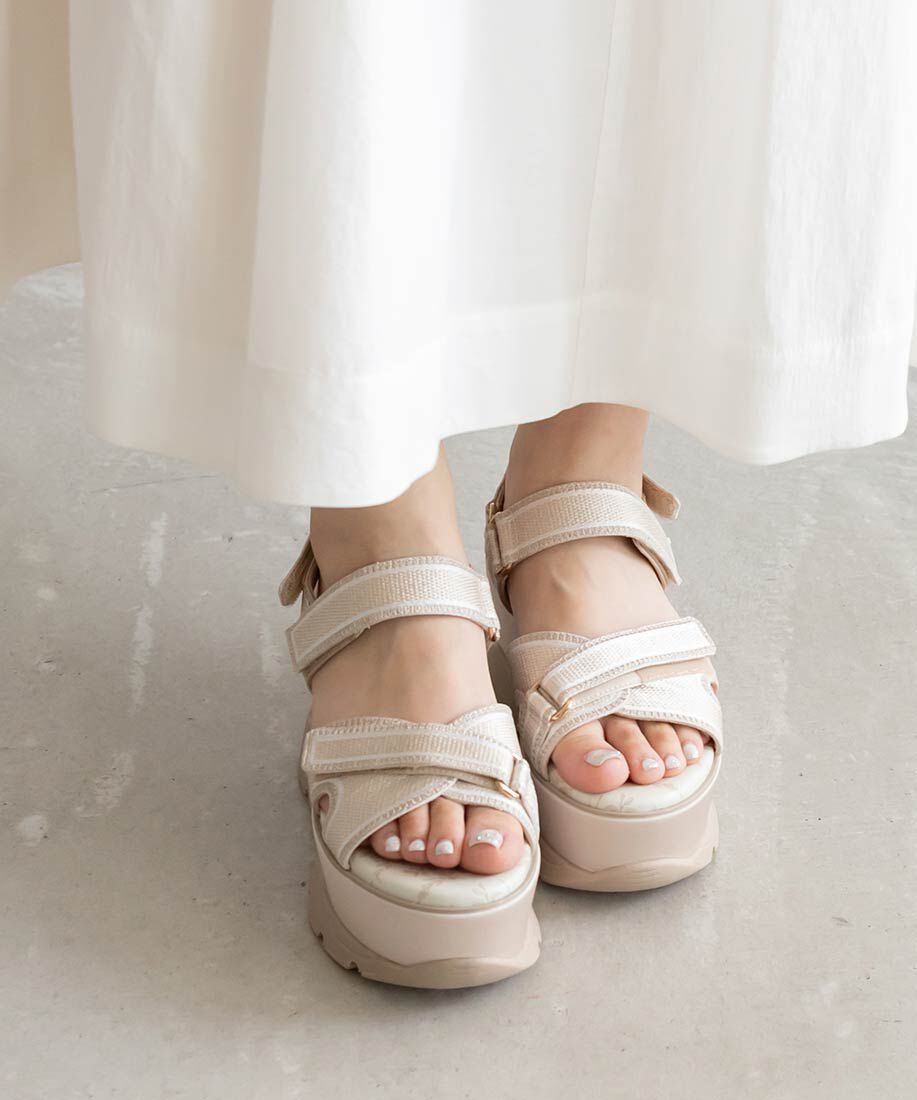  「2WAY トワルドゥジュイ リボンスポーツサンダル」|サンダル|