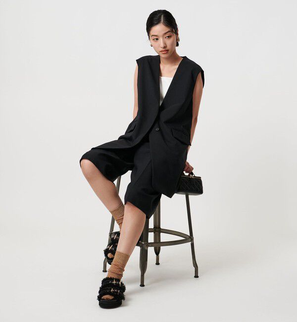 UNITED ARROWS「フェイクファー 2ライン スタッズ サンダル」|サンダル|