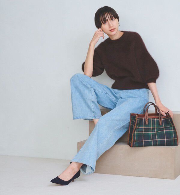 UNITED ARROWS「フォックスカシミヤ パフ ハーフスリーブ ニット」|ニット・セーター|