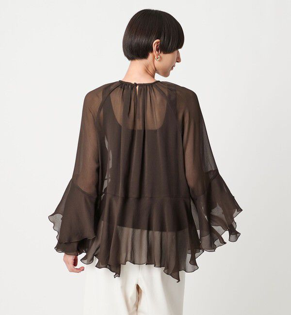 UNITED ARROWS「シアー イレギュラー フリル ブラウス -ウォッシャブル-」|シャツ・ブラウス|