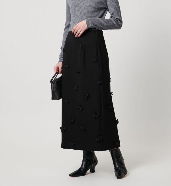 UNITED ARROWS「３D フラワー ロング タイトスカート 」|スカート|BLACK