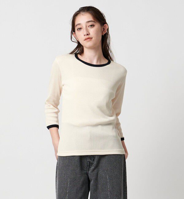 UNITED ARROWS「 リブ バイカラー パイピング カットソー」|Tシャツ・カットソー|OFF WHITE