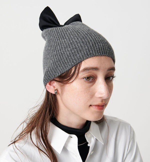 UNITED ARROWS「リボン ニットキャップ」|ニット帽|MD.GRAY
