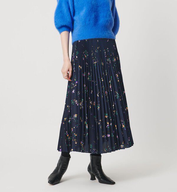 UNITED ARROWS「フラワー プリント スカート ‐ウォッシャブル‐」|スカート|NAVY