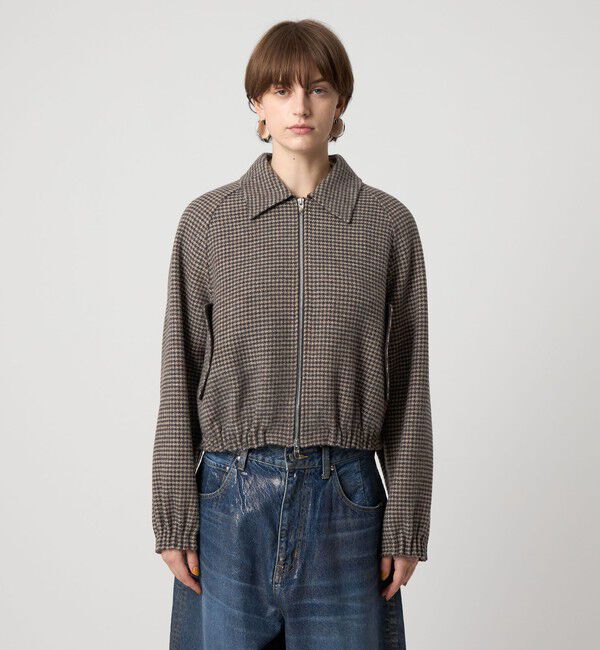 ASTRAET「＜ASTRAET＞ハウンドトゥース ステンカラー ジップブルゾン」|ブルゾン・スタジャン|