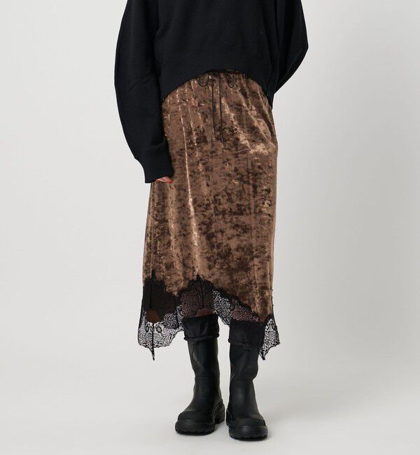 ASTRAET「＜ASTRAET＞ベロア/レース  イレギュラーヘムスカート」|スカート|