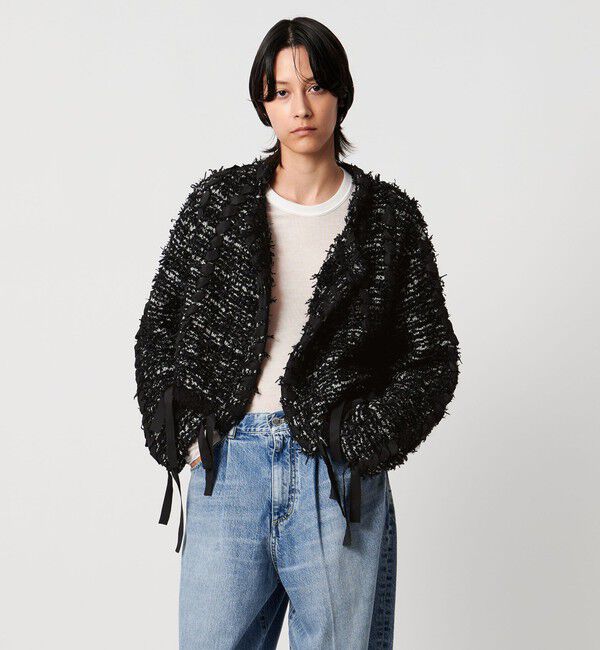AEWEN MATOPH「＜AEWEN MATOPH＞ツイードライクニットジャケット」|ノーカラージャケット|BLACK