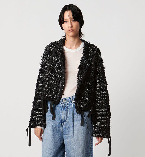 AEWEN MATOPH「＜AEWEN MATOPH＞ツイードライクニットジャケット」|ノーカラージャケット|