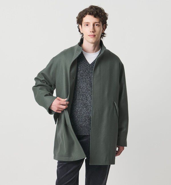 UNITED ARROWS「ウーステッドメルトン ミリタリーコート」|その他|DK.GREEN