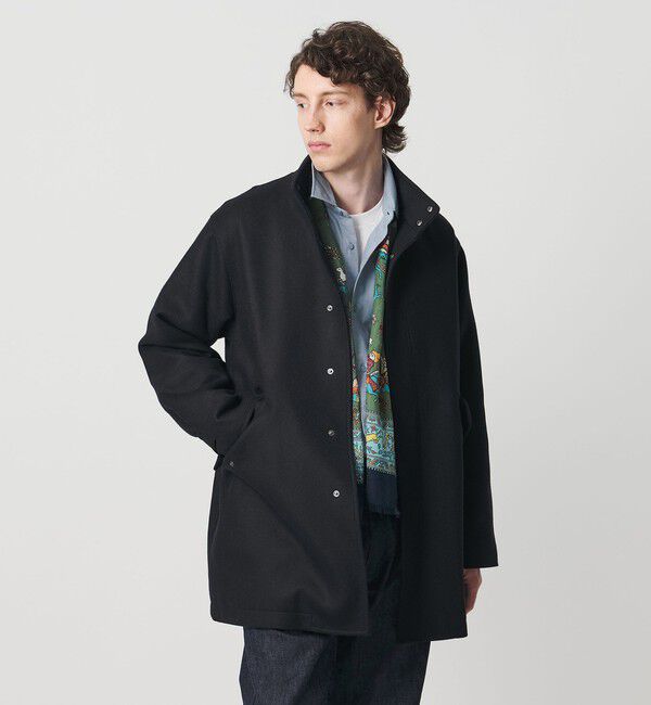 UNITED ARROWS「ウーステッドメルトン ミリタリーコート」|その他|NAVY