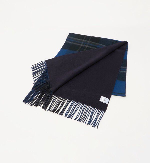 UNITED ARROWS「カシミヤ リバーシブル チェックマフラー」|マフラー|NAVY