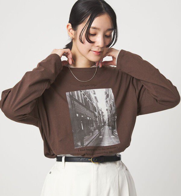 UNITED ARROWS green label relaxing「【WEB限定】＜at ease＞フォトプリント ロングスリーブ Tシャツ」|Tシャツ・カットソー|MD.BROWN