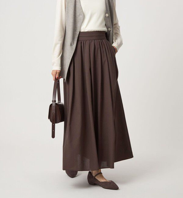 UNITED ARROWS green label relaxing「エアリー ギャザー スカート 2」|フレア|DK.BROWN