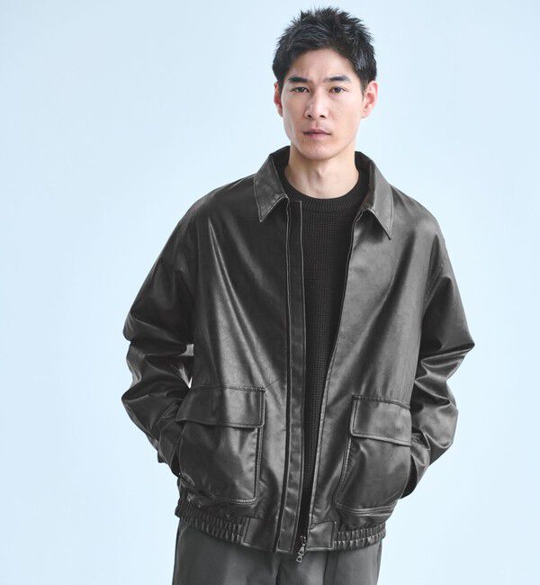 UNITED ARROWS green label relaxing「A2 レザーライク ブルゾン」|ブルゾン・スタジャン|BLACK