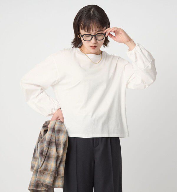 UNITED ARROWS green label relaxing「パフギャザー ロングスリーブ プルオーバー カットソー」|Tシャツ・カットソー|WHITE